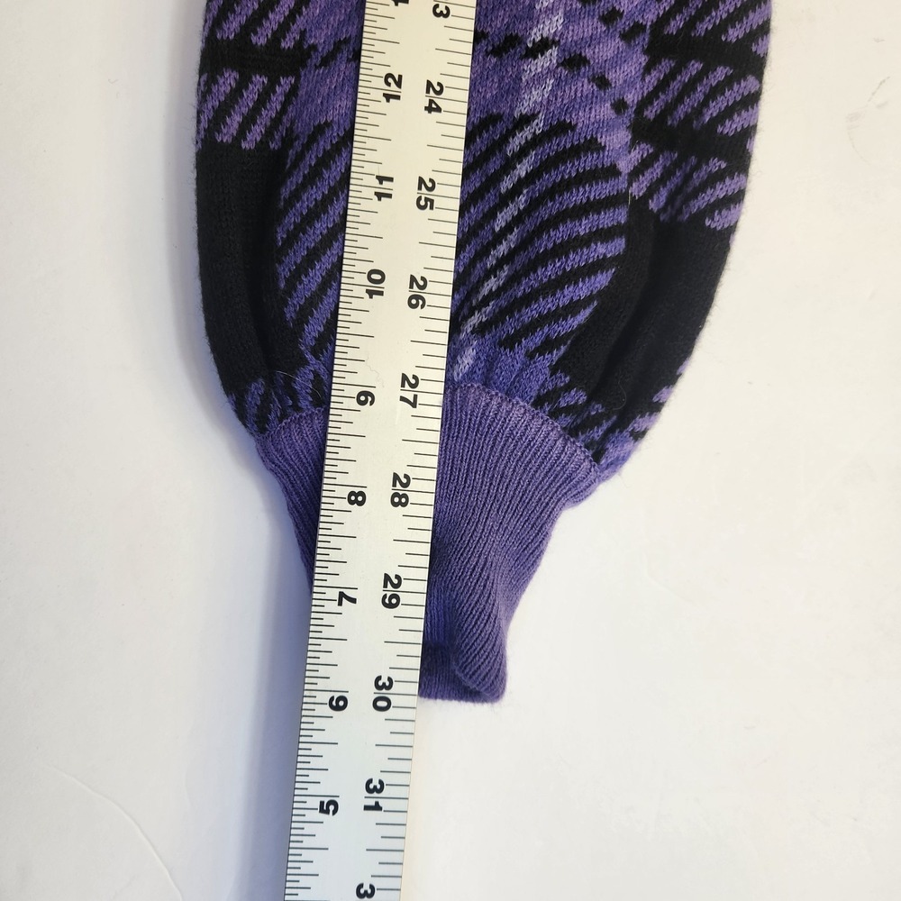 Sanrio Kuromi Womens Knit Plaid Sweater Sz Large Purple Black Bishop Sleeve Top - Picture 9 of 16